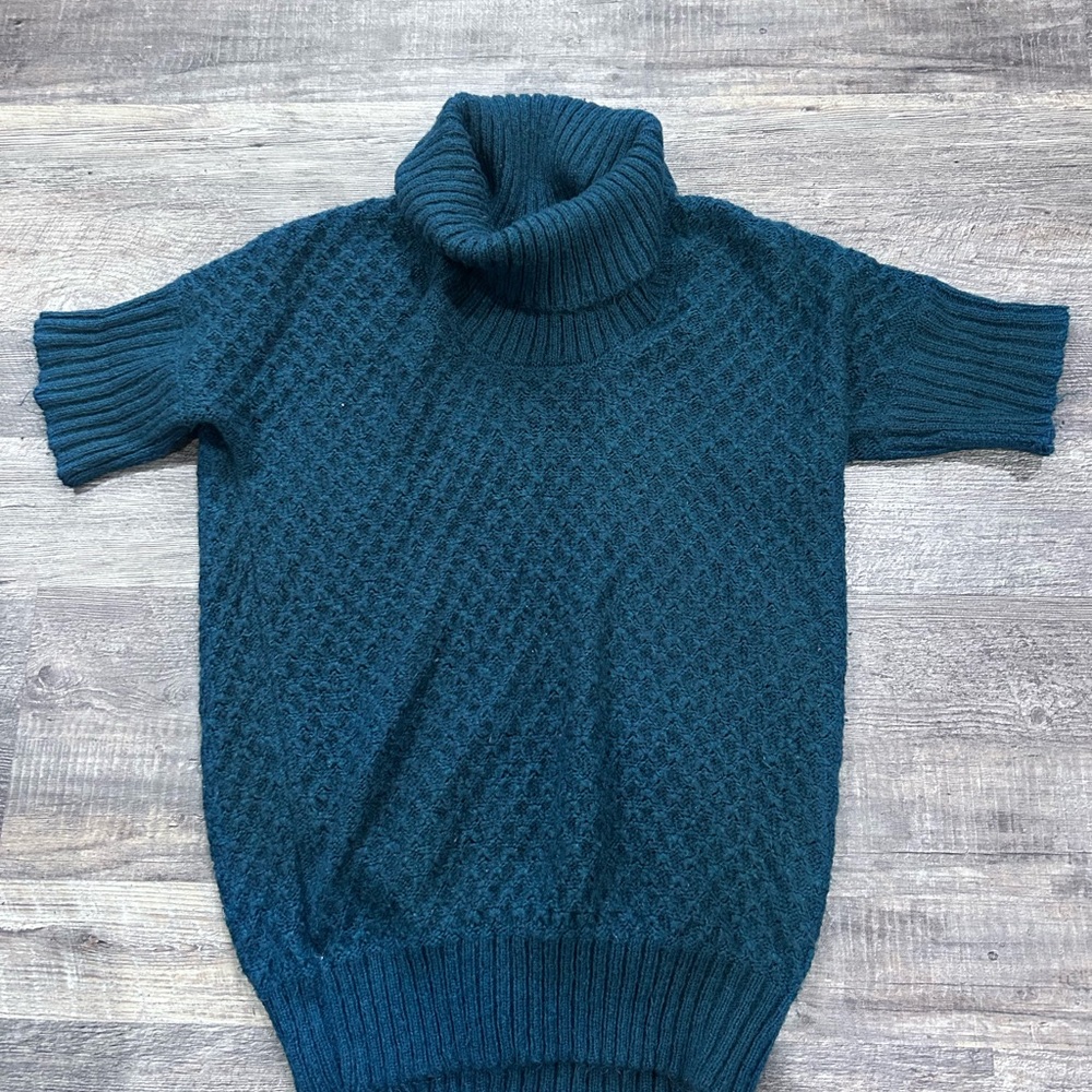 a.n.a Teal Textured Turtleneck Sweater